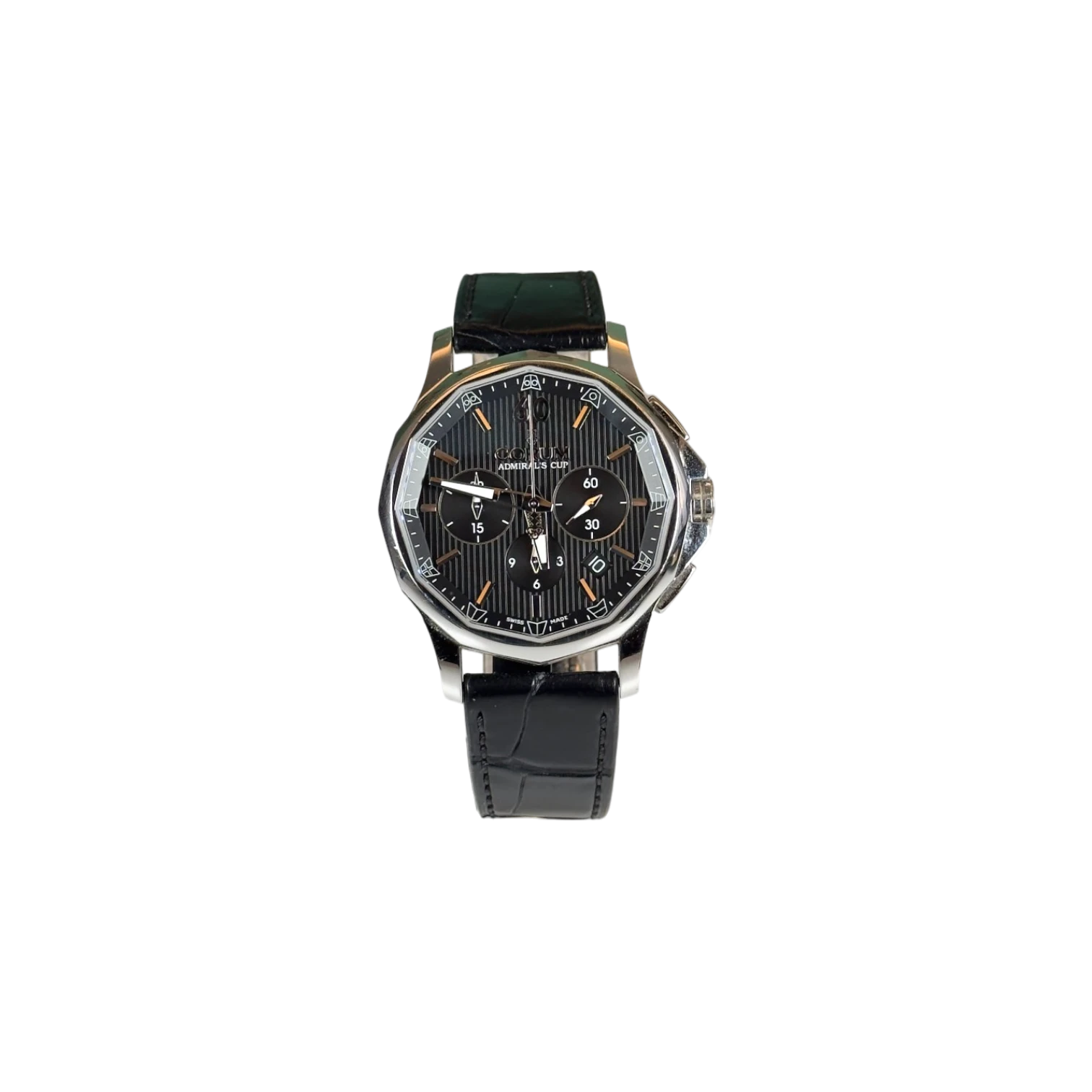 orologio nero con cinturino in pelle