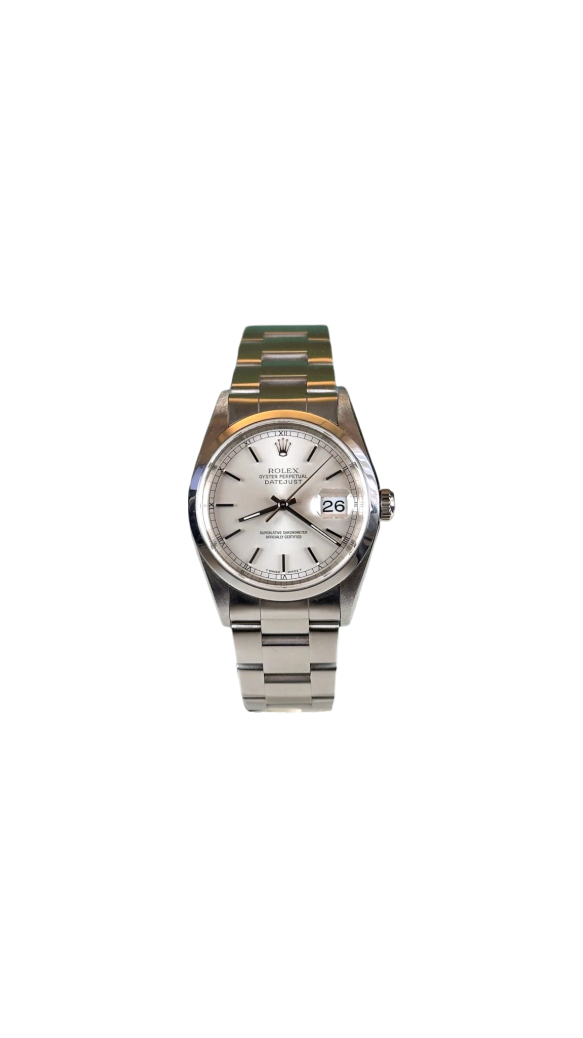 orologio acciaio con quadrante bianco