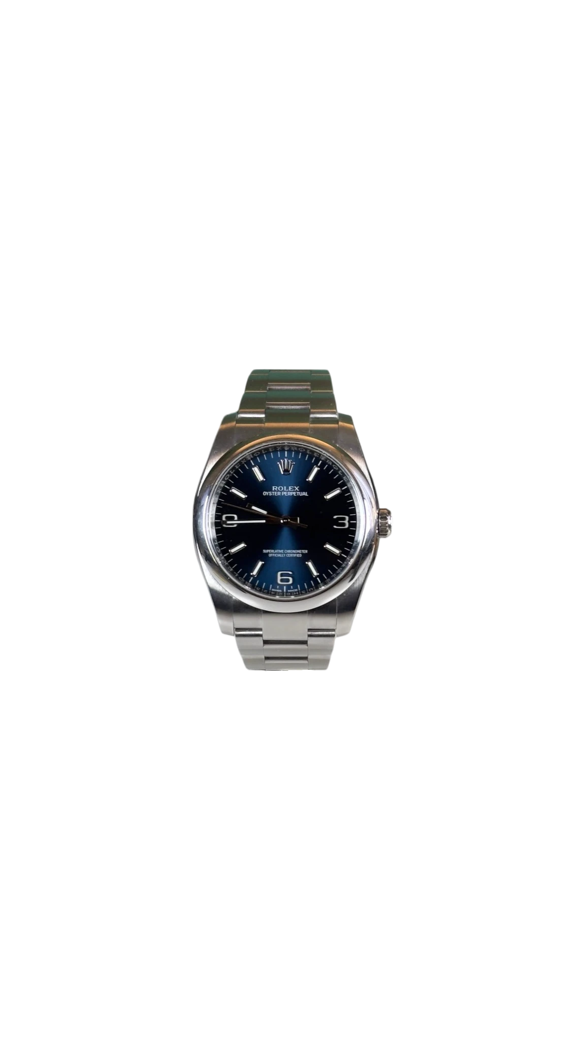 orologio in acciaio con quadrante blue